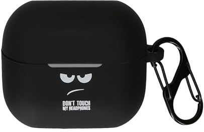 kwmobile Designfodral för Samsung Galaxy Buds 3/Galaxy Buds 3 Pro fodral – silikonskydd för öronsnäckor, laddningsfodral – skyddande hörlurshållare med karbinhake klämma – vit/svart/svart