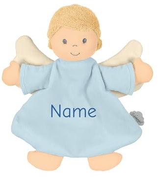 Sterntaler Schutzengel Engel Schmusetuch mit Namen Bestickt - Kuscheltuch Tröster aus Baumwolle, Geschenk zur Geburt oder Taufe, für Baby und Kinder, 40 °C Maschinenwäsche