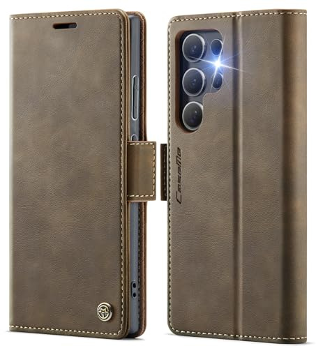 XYGLOW Handyhülle für Samsung Galaxy S24 Ultra 5G Hülle Klappbar Premium PU Lederhülle Klapphülle【RFID Schutz】 Kartenfach Standfunktion Schutzhülle für Samsung S24 Ultra Flip Case Tasche Cover,Braun
