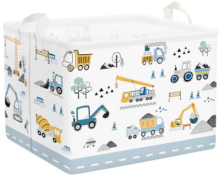 HUUMONSS Grande Cesta Porta Biancheria Auto dei Cartoni Animati Pieghevole Cestini Portaoggetti Giocattoli Vestiti per Bambino Cesta Indumenti Sporchi per Bagno,Gru,36L