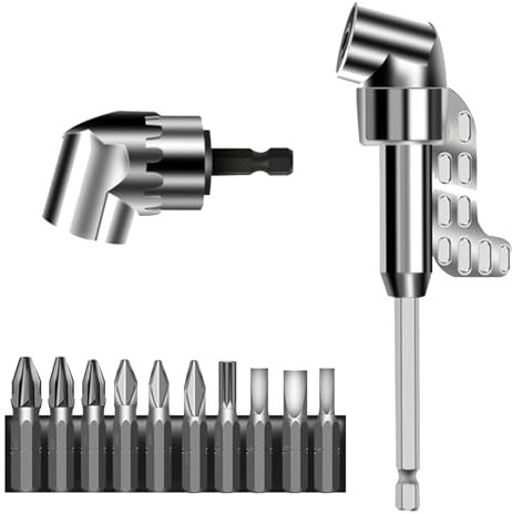 GGesii 105° Taladro Angular, 105 °Adaptador de Taladro de Ángulo Recto, Punta Angular de 1/4 Pulgadas, para Perforar Agujeros en Espacios Reducidos