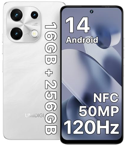 UMIDIGI Smartphone Note 100, Telefono cellulare Android 14, 16 (8 + 8) GB + 256 GB, 120 Hz, octa-core, 6,8 pollici, 50MP Fotocamera,NFC, OTG, Face ID/Fingerprint, 5000 mAh, GPS, Dual SIM Telefoni