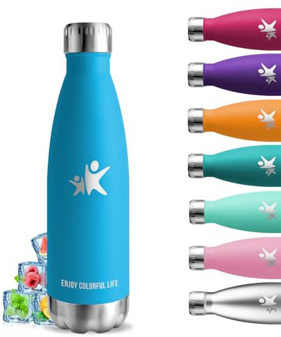 Gourde Isotherme, Gourde 500ml, Anti Fuite, Gourde Inox, 24h Froid & 12h Chaud, Gourde Metal, Facile à Transporter, Gourde Aluminium, Double Vide, Gourde sans Bpa, pour Bureau, Voyage, Camping, École