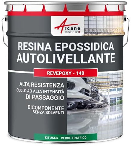 Resina Epossidica Autolivellante per Pavimenti - REVEPOXY AL AUTOLIVELLANTE - Verde segnaletica - RAL 6024 - ARCANE INDUSTRIES