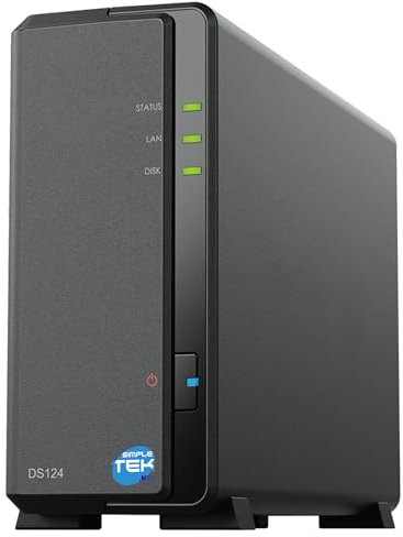 SIMPLETEK - 1 Bay NAS Network Storage Device with 3.5″ or 2.5″ SATA HDD/SSDs, Gigabit Ethernet, 1GB RAM, USB 3.2 – Black