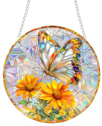 Sonnenfänger Schmetterling, Sonnenfänger Fensterdeko Hängend aus Acryl, Suncatcher Fenster Lichtfänger bastelset Zum Aufhängen für Fensterdekoration Terrasse Garten Innenfenste (A)