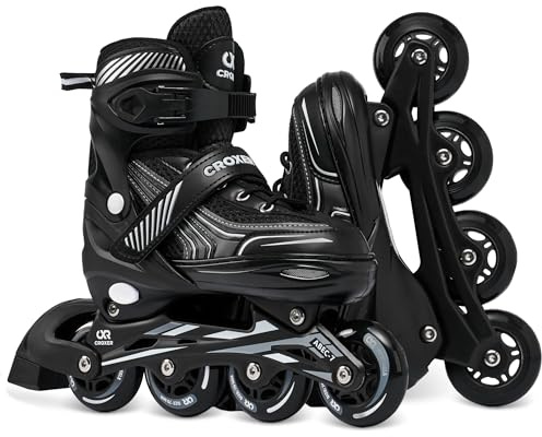 CROXER Optima Inline Skates Inliner für Kinder Erwachsene verstellbar (Black, 39-42 (24cm-26,5cm))