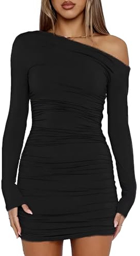 Vestito Donna Corto Invernale Sexy Tubino Elegante Maniche Lunghe AM223-M