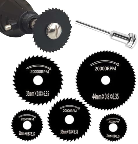 Cuchillas de sierra circular – Juego de 6 hojas de sierra giratorias para madera y metal, discos de corte de acero al carbono para amoladora eléctrica, kit de rueda de corte para herramienta giratoria