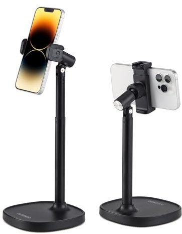 PJZZNDD Handy Ständer Tisch,Höhen und Winkel Verstellbar Handy Halterung für Schreibtisch Kompatibel mit iPhone 17 16 15 14 13 12 Mini Pro Max Xs Xr X,Samsung,Smartphone