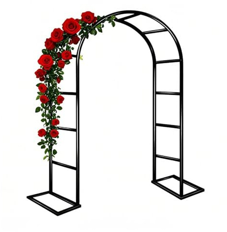 Arche de jardin pour plantes grimpantes, treillis en métal Pera de 1,4 à 3 m de large, arche de rose robuste, support d'arche de mariage, décoration de cérémonie (noir, L 1,5 x H 0,75 m)