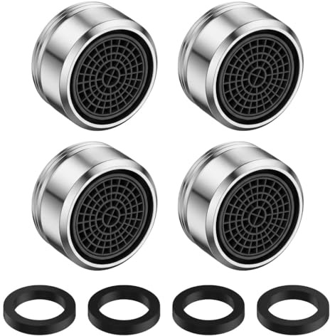 4 Piezas Aireador Grifo M24 con 4 Juntas, Aireadores Ahorro de Agua | M24 Boquilla Grifo con Filtro de Latón Cromado, para Cocina Lavabo Fregadero