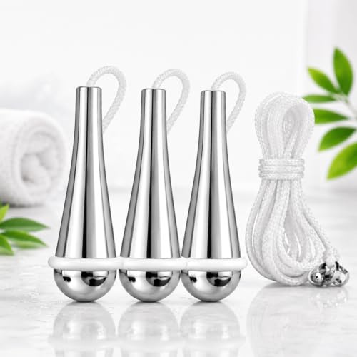 3 Pack Bathroom Metal Light Pull Cord Handle Replacement, Chrome Teardrop Hanging Pull Switch 1.5 m White Nylon Cord, Weighted Ceiling Light Pull for Bathroom, Easy Fit, Rust Resistant, Modern Design