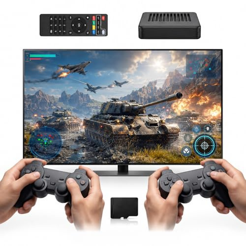 Whatsko Console Video (256G), Sistema Arcade Domestico, Plug and Play, HDMI 4K, 2 Controller Wireless a 2,4 GHz, per gli Amici, l'intrattenimento in Famiglia o come Regalo