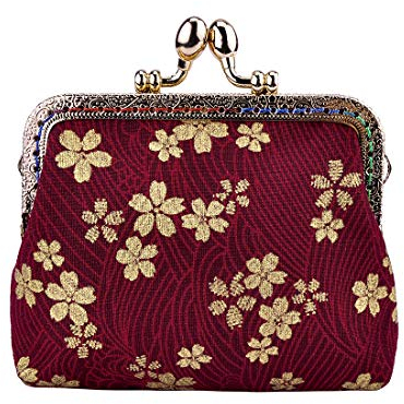 Oyachic Münzbörsen,Geldbörse Klippverschluss,Geldbörse Clipverschluss,Kiss Lock Coin Purse, Portemonnaie Damen Klein,Münzbeutel,Rot