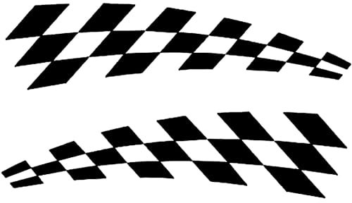 Novelty Chequered Flag Pack of 2 Car Stickers - Waterproof Decal - Long Lasting - UV Resistant - Cars, Motorbikes, Trucks (Black)