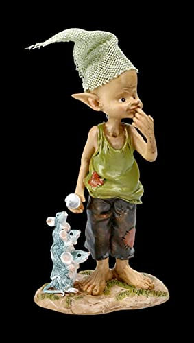 Pixie Goblin Figure with Mice Ice Age Gnome Decoration