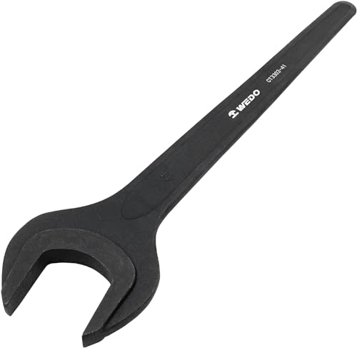 WEDO Einmaulschlüssel mit offenem Ende,Einmaul-Kraftschlüssel,einmaulschlñssel,40 Chrom-Vanadium-Stahl Schraubenschlüssel,Abgewinkelt Offen 27mm,Länge 240mm,Schwarz,DIN 894,Einmal gestanzt