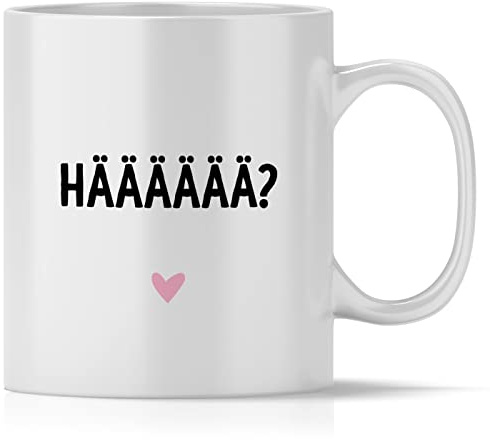 mindmonkeys® Tasse mit Spruch Häää mit Spruch Witzig Geschenk Geschnekidee zum Geburtstag Keramik 300 ml