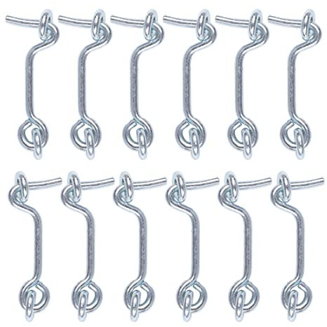 PATIKIL 2 Cabina Gancio, 12pz Occhio Chiusura Privacy Gancio Porta Chiusura Placcatura Finitura per Cancello Persiane Finestra Scorrevole Fienile Porta