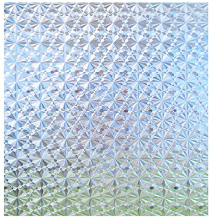 Zindoo Vinilos para Cristales Vinilo Adhesivo Cristal Diamante 3D Vinilo Ventana Decorativo 44.5 × 200cm Autoadhesivo Estático Anti-UV Retro para Dormitorio Sala de Estar Cocina Oficina