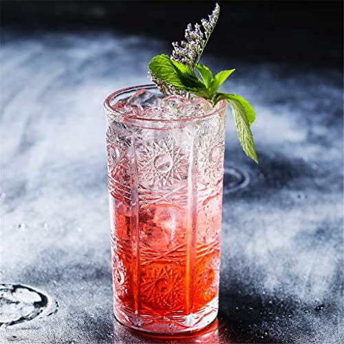 Retro Embossed Cocktail Glass Wine Brandy Whiskey Glass Tea Milk Coffee Mug Home Bar Office Drinking Glasses Drinkware (A 355ml)