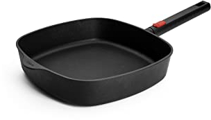 Woll Eco Logic QXR Poêle carrée inductive, 28 x 28 cm, hauteur 6,5 cm, avec manche amovible, convient pour tous les types de feux, sans PFAS, revêtement anti-adhésif, fonte d'aluminium, passe au four,