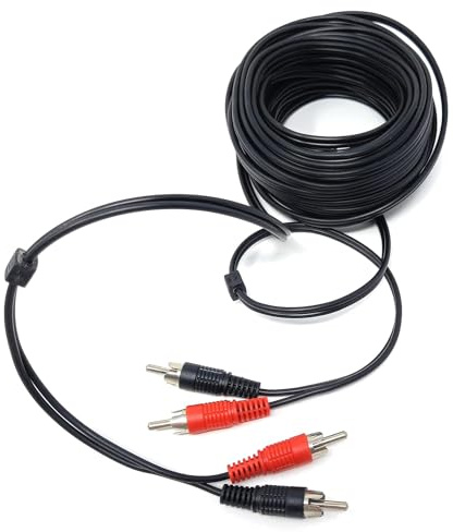 DRUT Câble Audio stéréo RCA vers RCA Phono Twin Jack vers Jack 20 m Compatible avec CD/DVD/amplificateur/HiFi/DJ Mixer/Platine Vinyle 65 Pieds Connecteurs en Nickel Noir
