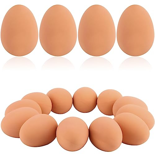 JiaUfmi 12 Stück Mini Hüpfbälle Hundeeier Spielzeug Weiches Gummi Hüpfen Braun Fake Eier Bulk für Party Favors Lustiges Haustierspielzeug (55 mm/2,16 Zoll)