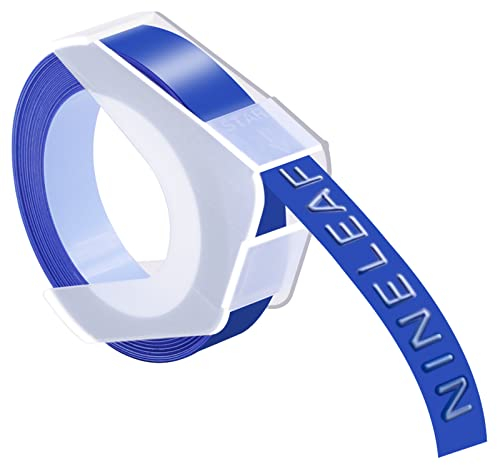NineLeaf 30 Packung Ersatz für Dymo S0898140 520106 3D Kunststoff Prägebändern Bänder 9mm weiß auf Blau Bänder Schriftband für 814580 1595GY 18577 20008CP Motex E-101 E-303 Beschriftungsger