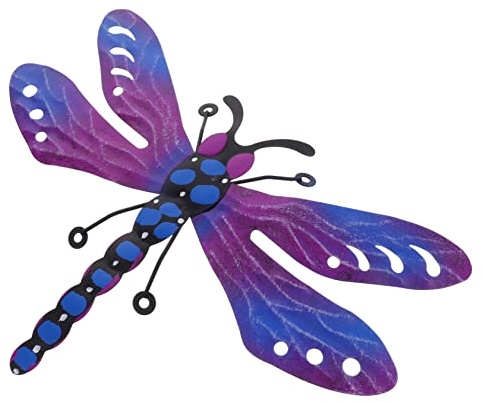 BESPORTBLE Iron Dragonfly 3d Metal Dragonfly Outdoor Garden Art Wall Pendant Wall Decoration Metal Ornament Iron Artwork Ornaments Purple Wrought