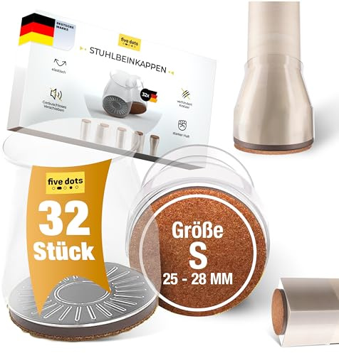 Stuhlbeinkappen mit Filzgleiter, S, 32 Stück – Stuhlbeinschoner rund