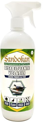 Sandokan Disabituante per Volatili e Piccioni Formato da 1 Litro, Effetto Barriera Repellente