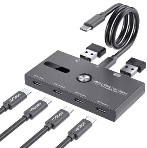 Desikixudy Hub USB C de 10Gbps, Splitter USB C A 6 Puertos, Hub USB C A USB C para PC, Laptop, Hub HUB 3.2 Gen2 Splitter USB C A 4 Puertos