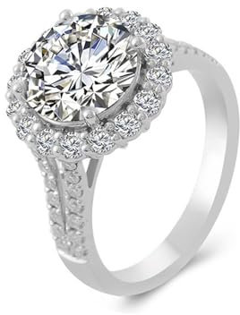 Wycian Freundschaftsringe Frauen, Verlobungsring Damen 49 Platin Pt950 3 Moissanit 3Ct Rundschliff Weiß Personalisiert Für Verlobung