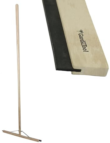 Heavy Duty Wooden Rubber Floor Squeegee Blade Complete with Metal Stay and Solid Handle (18 inch / 45cm)