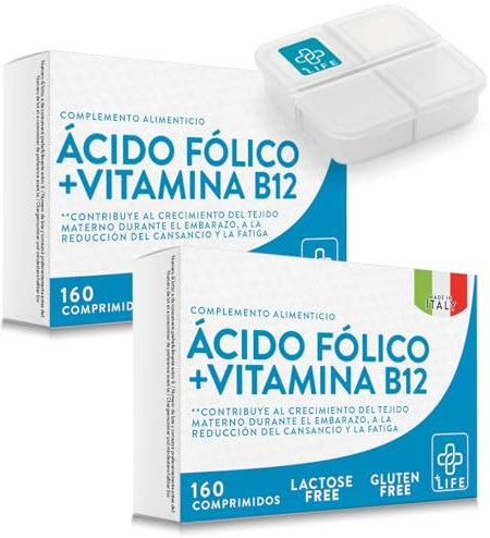 Acido Folico 400 μg Con B12 320 Compresse PiùLife, 1 Al Giorno, Folina Integratore Acido Folico E Vitamina B12, Energia Contro Stanchezza E Affaticamento, Mamma