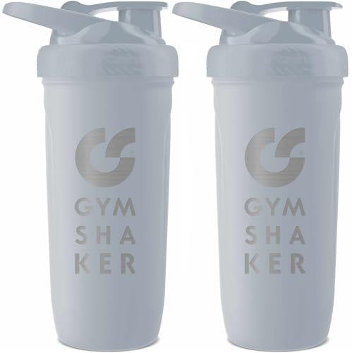 G GYMSHAKER 2er Pack Shaker Edelstahl - cremige Shakes, auslaufsicher - Shaker Proteinshake - Grau