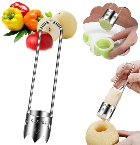 Edelstahl-Fruchtkernentferner, Obst- und Gemüse-Pfeffer-Entkerner, multifunktionaler Obst- und Gemüsekernentferner für Apfel und Birne – Kernfrüchte mit Leichtigkeit