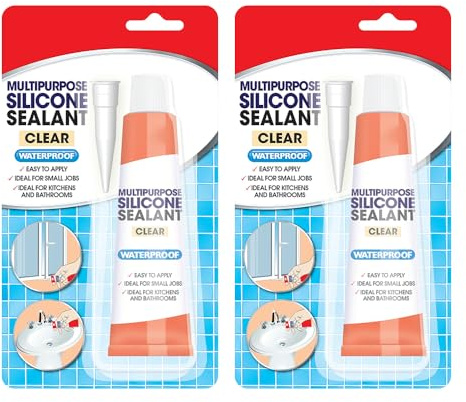 Zopper 2 x Clear Silicone Sealant Repair Tube 70g WaterProof With Nozzle Easy To Apply Ideal For Small Job Kitchen And Bathroom General Purpose