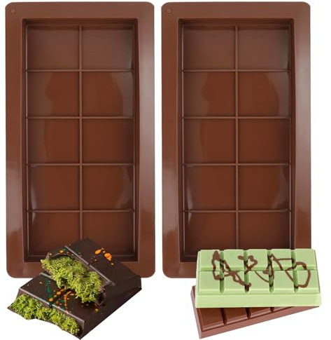 2 Piezas Moldes Chocolate Silicona, Molde Chocolate Profundo, Molde Tableta Chocolate, Moldes de Barra de Chocolate, Molde Chocolate Antiadherente, para DIY Chocolate, Caramelos