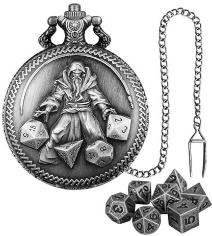 Set di dadi polidrici, set di dadi da orologio da taschino, set di dadi da 7 pezzi in metallo sfaccettato, set di dadi regalo, accessori per giochi da tavolo per giochi da tavolo