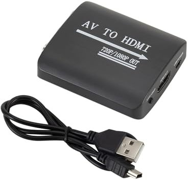 Adaptador HD 1080P AV a HDMI, convertidor compuesto compatible con RCA a HDMI, adaptador HDMI a AV RCA for N64 Wii PS1/2/3 Xbox One SNES(A Style AV TO HDMI)