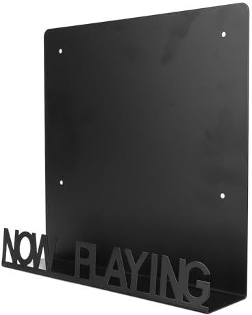 Fockety Schallplattenständer „Now Playing“, Schallplattenständer aus Metall und Eisen, wandmontiertes Schallplattenregal für Schallplattensammler, schwarzer Schallplattenständer
