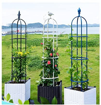Enrejado de jardín blanco resistente de 40 x 210 cm, soporte duradero para plantas en maceta, vides trepadoras, rosas, clemátides, enrejado de obelisco para interiores y exteriores, 1 unidad