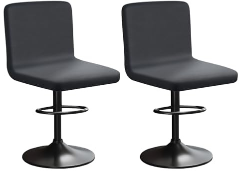 HuaLiSiJi Stretch Barhocker Stuhlhussen Bezüge Bezug Barhocker mit Lehne Samt Bar Stuhlhussen, Luxuriöser Stoff，Einer Weichen Textur, Dehnbar Knitterfrei Waschbar Staubdicht (2, Grau)