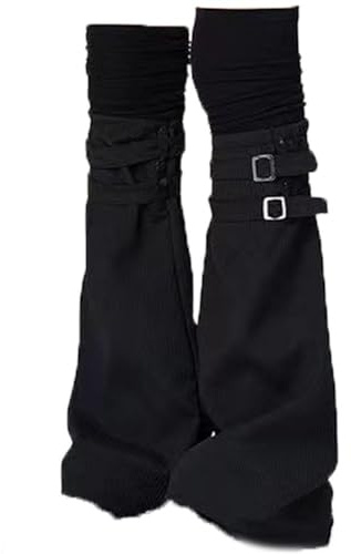Lipfer Damen-beinstulpen, Lederschnalle, Horn, Hohe Röhre, Kniestrümpfe, Halten Warm, Beinstulpen, Punk-Stil, Knie-Bein-ärmel Für Teenager, Mädchen, Frauen