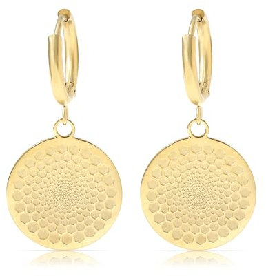 Made by Nami Set Ohrringe Gold Hängend mit Mandala Anhänger Ohrringe Set aus Chirugischem Edelstahl Boho Schmuck Damen Hypoallergen Wasserfester Schmuck Sommer