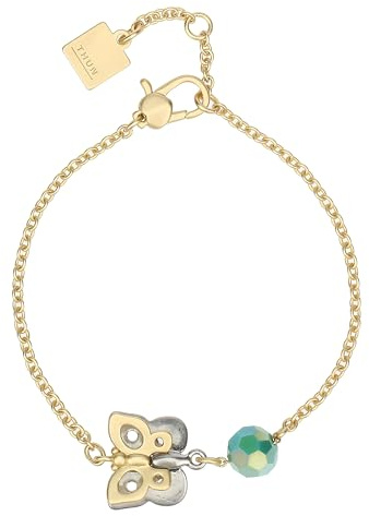 THUN - Bracciale con farfalla e perlina - metallo, vetro, resina - Collezione Dedicato a te - 16 + 3 cm