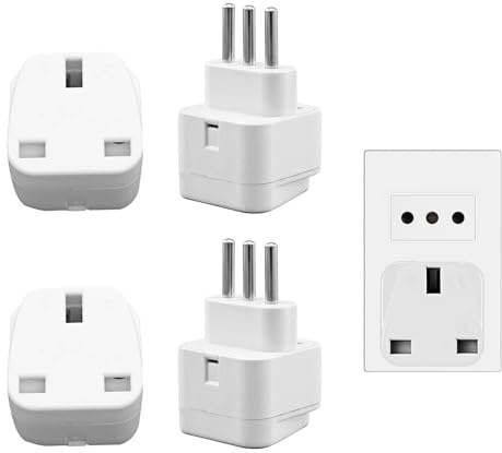 Eophmi 4 Pack Italy Plug Adapter, UK to Italy Travel Plugs, White, Type L, 250V, 10A, 2500W